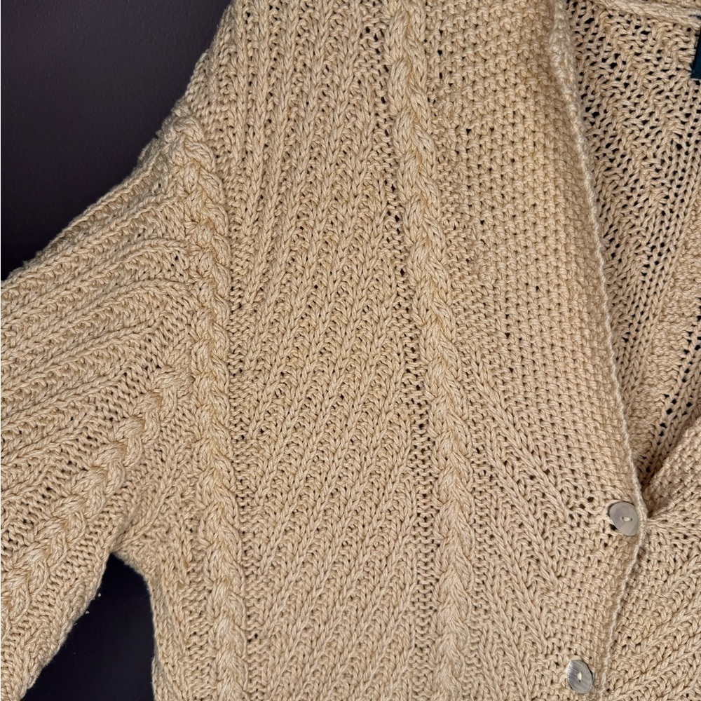 Rare Vtg Ralph Lauren Exclusive Hand Knit Soft Yellow Sweater Cardigan Size Lrg - Picture 5 of 11